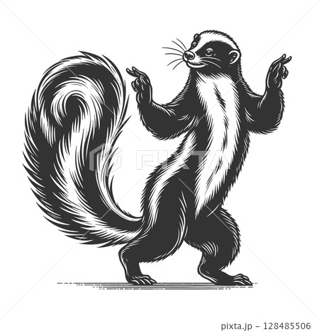 Dancing Skunk engraving sketch raster illustration 128485506