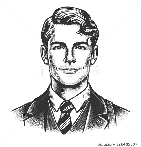 Gentleman Portrait in Suit vector illustration 128485507