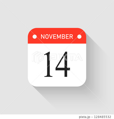 Vector icon page day calendar - 14 November month 128485532