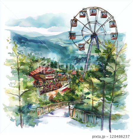 Dollywood. Dollywood hand drawn watercolor illustration 128486237