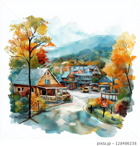 Dollywood. Dollywood hand drawn watercolor illustration 128486238