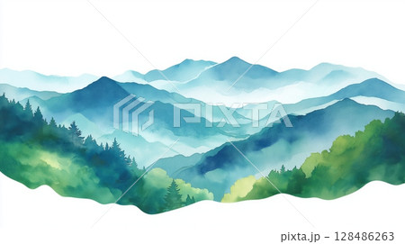Great Smoky Mountains National Park. Great Smoky Mountains National Park hand drawn watercolor illustration 128486263
