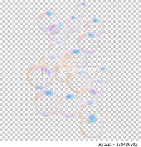 透明背景上的肥皂泡 128486902