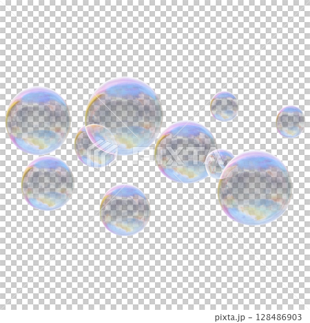 透明背景上的肥皂泡 128486903