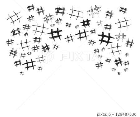 Hand Drawn Hashtags Symbol Illustration 128487330