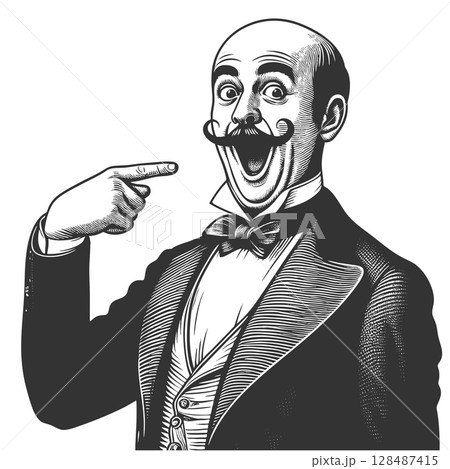 Surprised Victorian Gentleman Pointing at Himself Surprised Victorian Gentleman Pointing at Himself 128487415