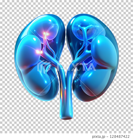 Anatomical 3d illustration of human kidneys isolated, detailed renal system 128487422