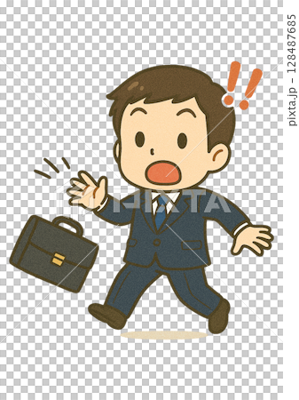 一名男商人驚訝得把包包掉在地上 一名男商人驚訝得把包包掉在地上 128487685