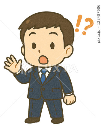 ビックリした表情で思わず手を挙げている男性ビジネスマン 128487686