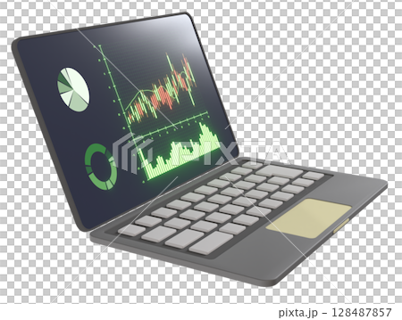 筆記型電腦上顯示的股票圖表和圖形 128487857