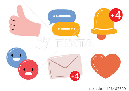 Social media notification and alert icon set 128487860