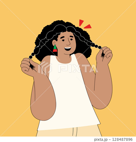 Woman with Braided Hair 128487896