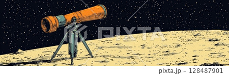 space scene with telescope 128487901