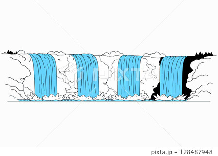 Cartoon Waterfall Illustration 128487948