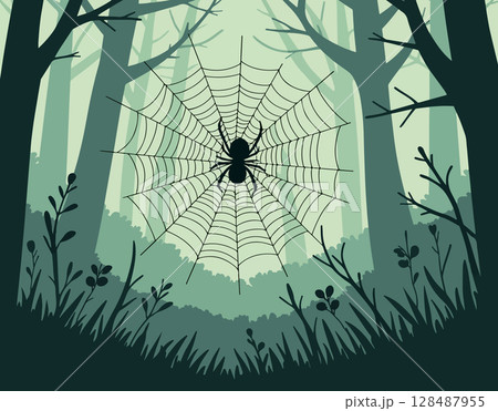 Spiderweb in a Forest Spiderweb in a Forest 128487955