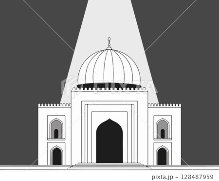 Monochrome Mosque Illustration 128487959