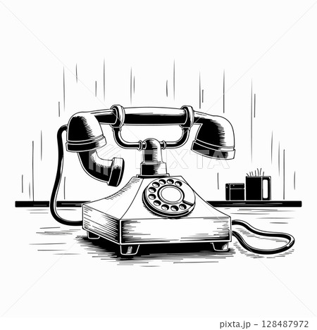 Vintage Rotary Phone Illustration Vintage Rotary Phone Illustration 128487972