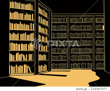 Library Bookshelves Illustration 128487977