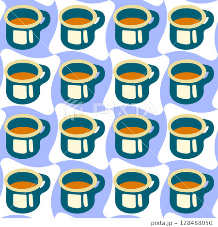 Seamless Camping Mug Tea Pattern. 128488050