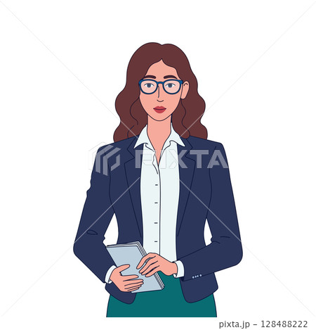 Businesswoman in Blazer Holding Documents 128488222