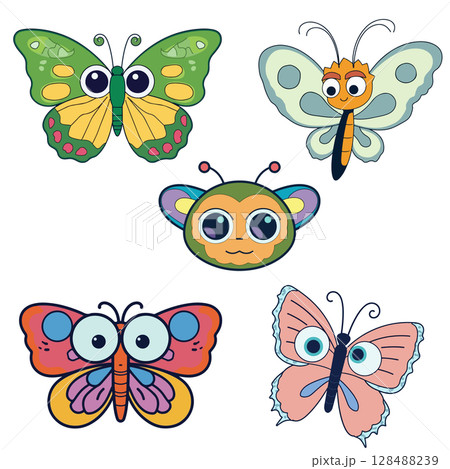 Cartoon Butterflies and Insect 128488239