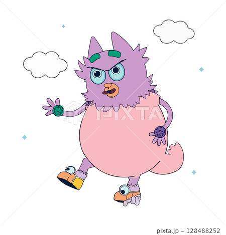 Cartoon Monster with Glasses 128488252