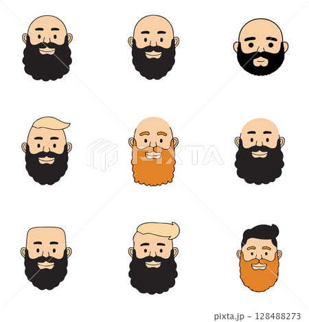 Cartoon Bald Men with Beards Cartoon Bald Men with Beards 128488273