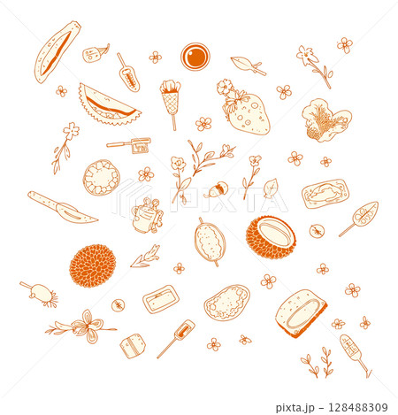 Orange Food and Drink Doodle Pattern Orange Food and Drink Doodle Pattern 128488309