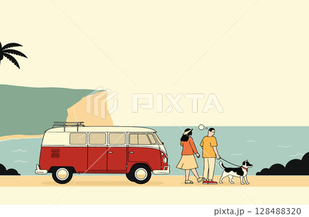 Beach Road Trip with Dog Beach Road Trip with Dog 128488320