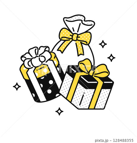 3個のプレゼントボックスのシンプルなベクターアイコンイラスト 128488355