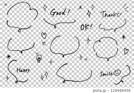 Set of speech bubbles and hand-drawn characters Simple, loose, cute Set of speech bubbles and hand-drawn characters Simple, loose, cute 128488456