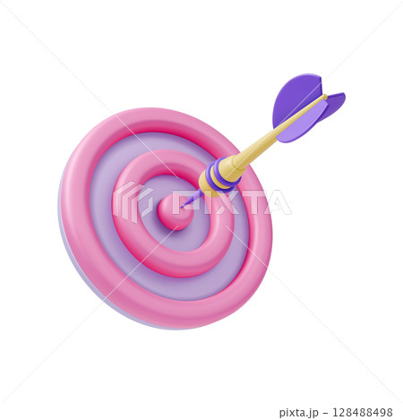 3d Dart Hit on Center of Target Goal Concept Cartoon Design Style Isolated on a White Background. Vector illustration 3d Dart Hit on Center of Target Goal Concept Cartoon Design Style Isolated on a White Background. Vector illustration 128488498