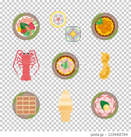 千葉グルメのイラストセット 128488784