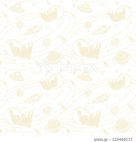 Cute Space Bunny Pattern, Light Line Art (Transparent PNG) 128489172