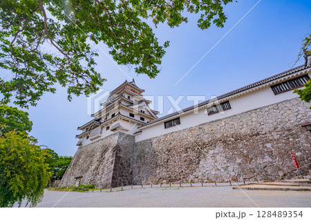 (佐賀県)新緑に包まれた唐津城 (佐賀県)新緑に包まれた唐津城 128489354