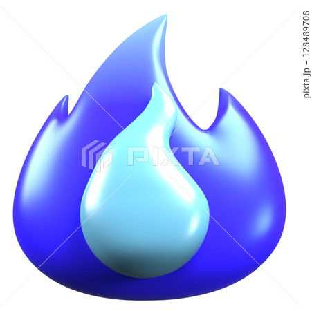 青い炎の3dイメージ 128489708