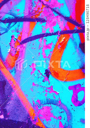 Vibrant Neon Graffiti Texture in Pink, Blue, Orange for 90s, Y2K Aesthetic Vibrant Neon Graffiti Texture in Pink, Blue, Orange for 90s, Y2K Aesthetic 128490718