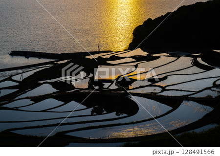 玄海灘の絶景　土谷棚田 128491566
