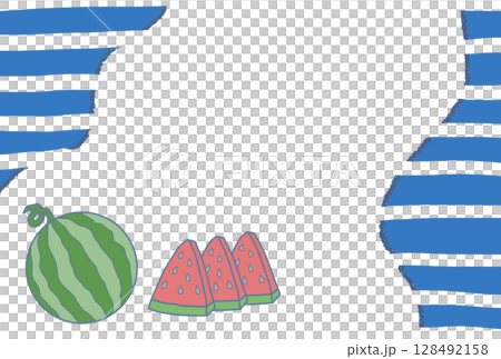 Summery watermelon illustration frame (horizontal) 128492158