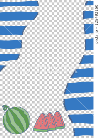 夏日西瓜插畫框（垂直） 128492160
