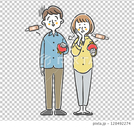 A couple with no money, full body, vector A couple with no money, full body, vector 128492274