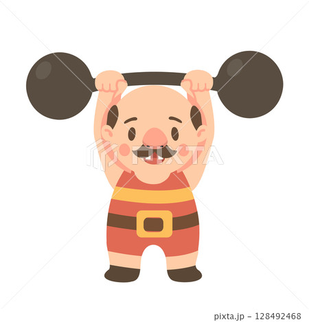 Cartoon Strongman Weightlifting Illustration Cartoon Strongman Weightlifting Illustration 128492468