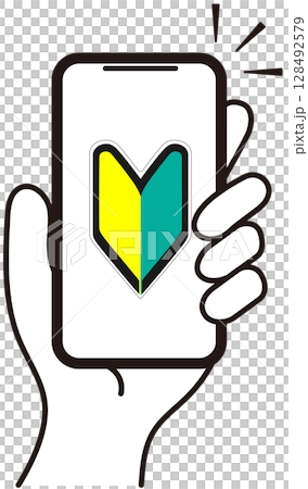 Smartphone and beginner mark　 128492579