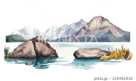 El Calafate. El Calafate hand drawn watercolor illustration 128492810