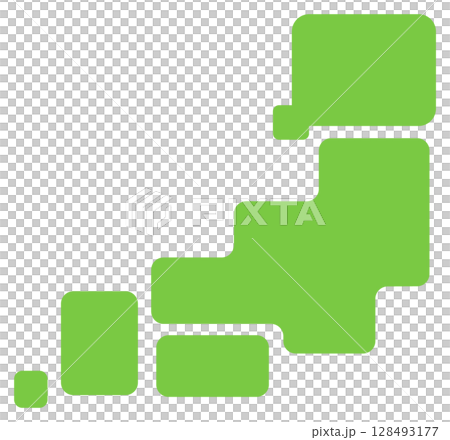 日本地図、緑色のデフォルメの地図 128493177