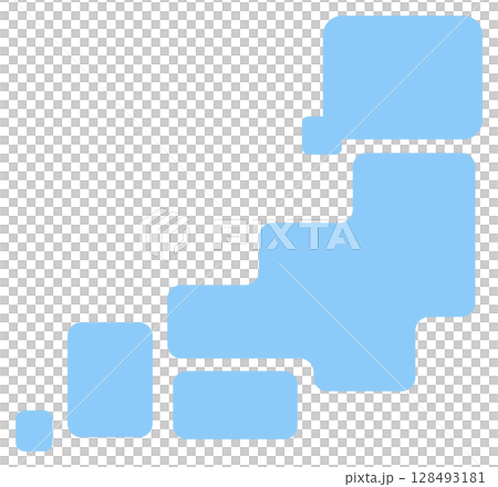 Map of Japan, light blue deformed map 128493181