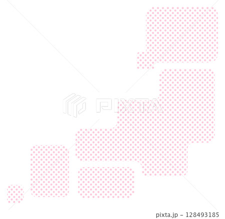 日本地図、ピンクのドット 128493185