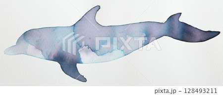 Artistic representation of a dolphin illustrated in soft shades of blue and gray Artistic representation of a dolphin illustrated in soft shades of blue and gray 128493211