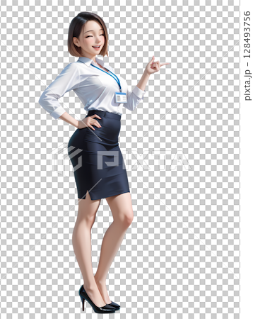 Standing female salesperson 128493756