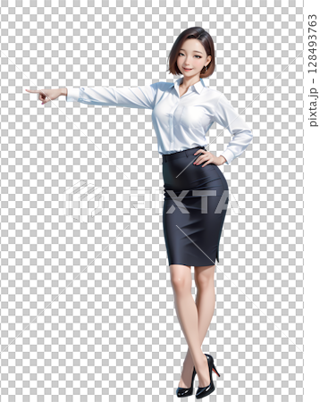 Standing female salesperson 128493763